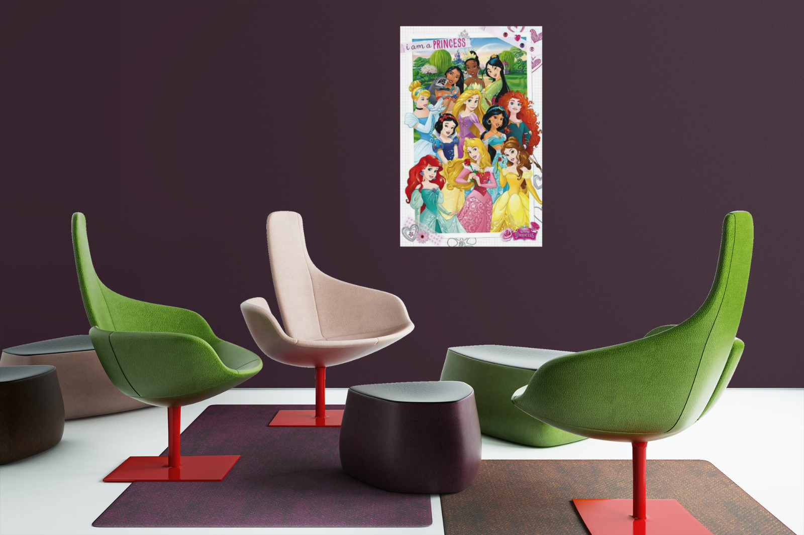 11 princesses Cartoon Graphic Wall Decal Poster Removable Adhesive Backing