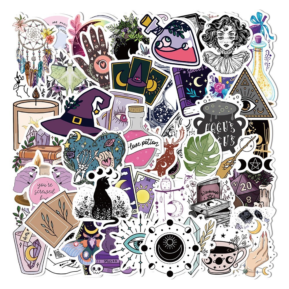 200pcs SPIRITUAL Stickers Pack,Crystal Potion Gothic Halloween Stickers,#196-199