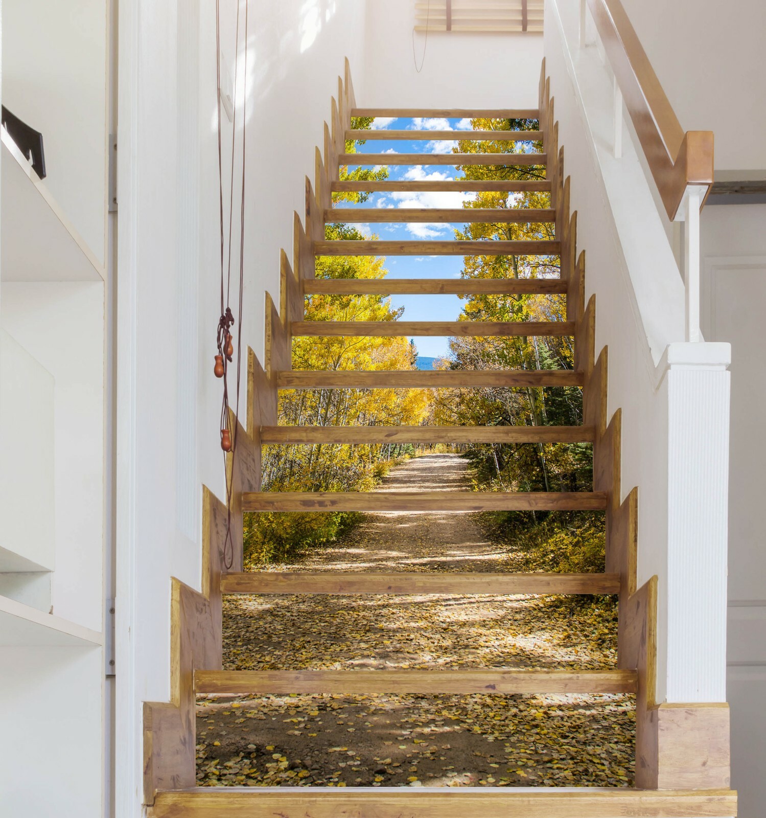 3D Autumn Path 001NA Stair Risers Decoration Photo Mural Decal Wallpaper Fay