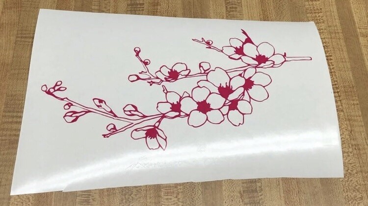 BEAUTIFUL Cherry blossom Vinyl Decal, 9 Inches. PINK*