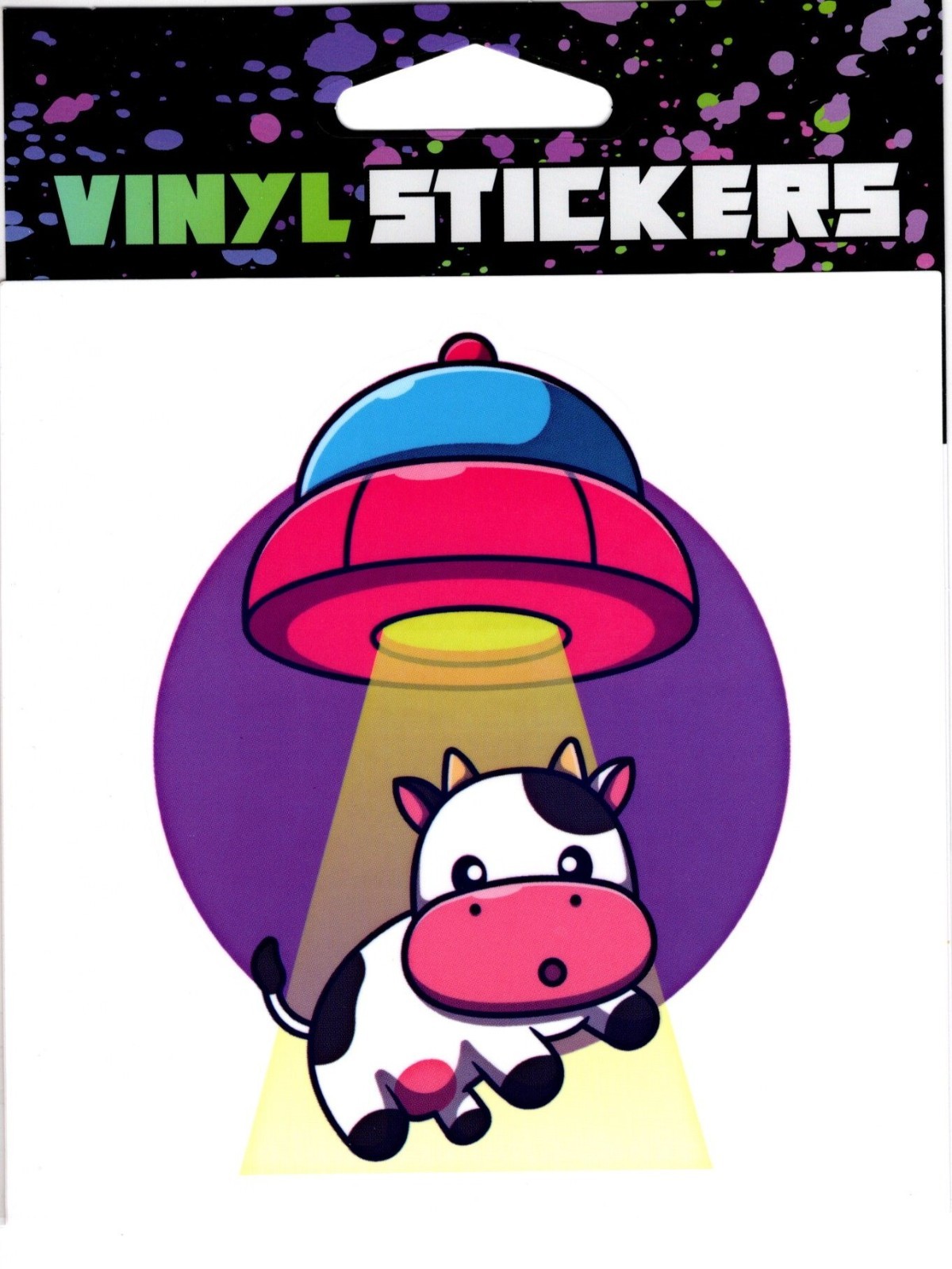 Space Ship and a Cow Vinyl Sticker – 4.25in x 4.25in