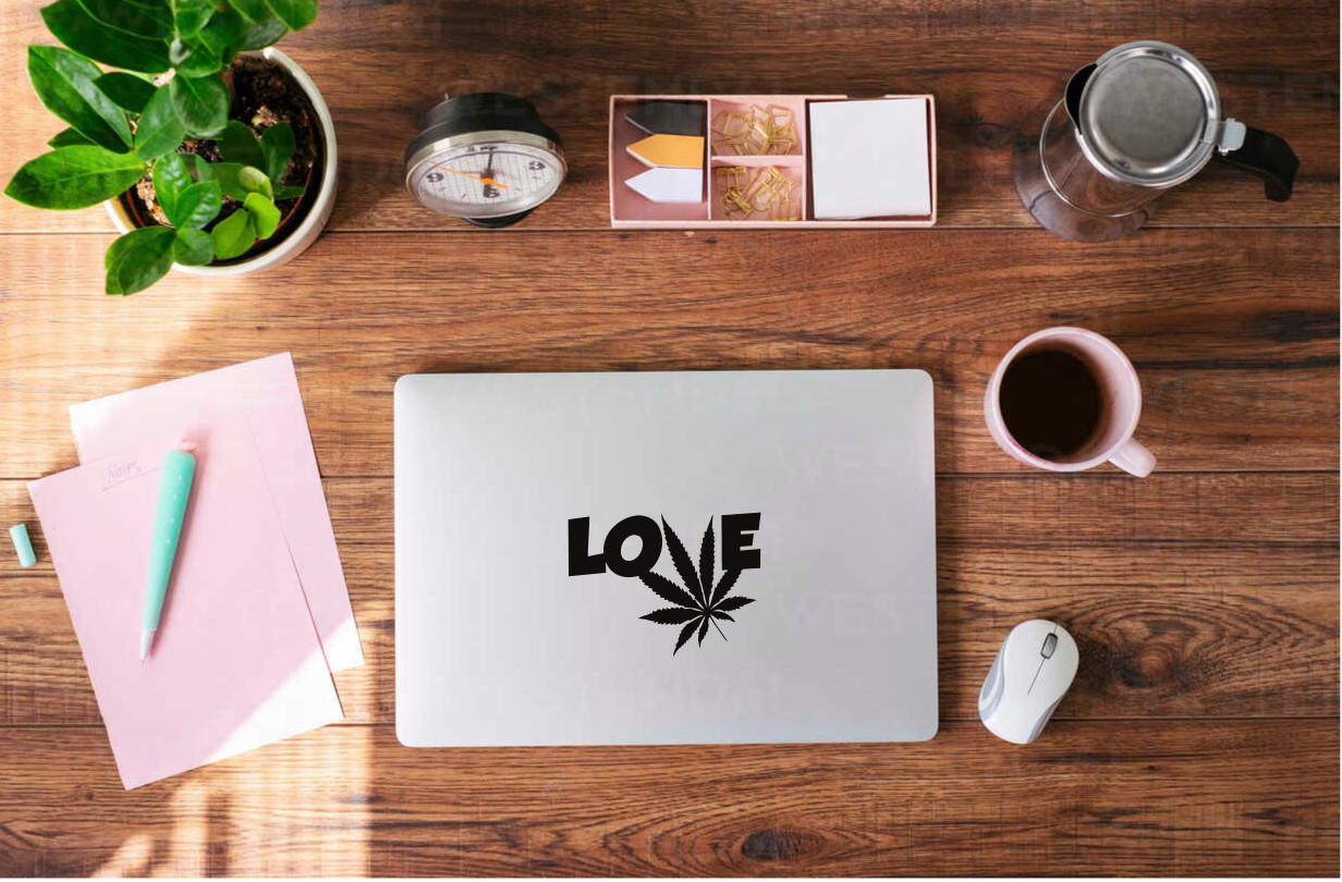 Love Weed Leaf Decal Sticker for Cannabis Enthusiasts – 6229