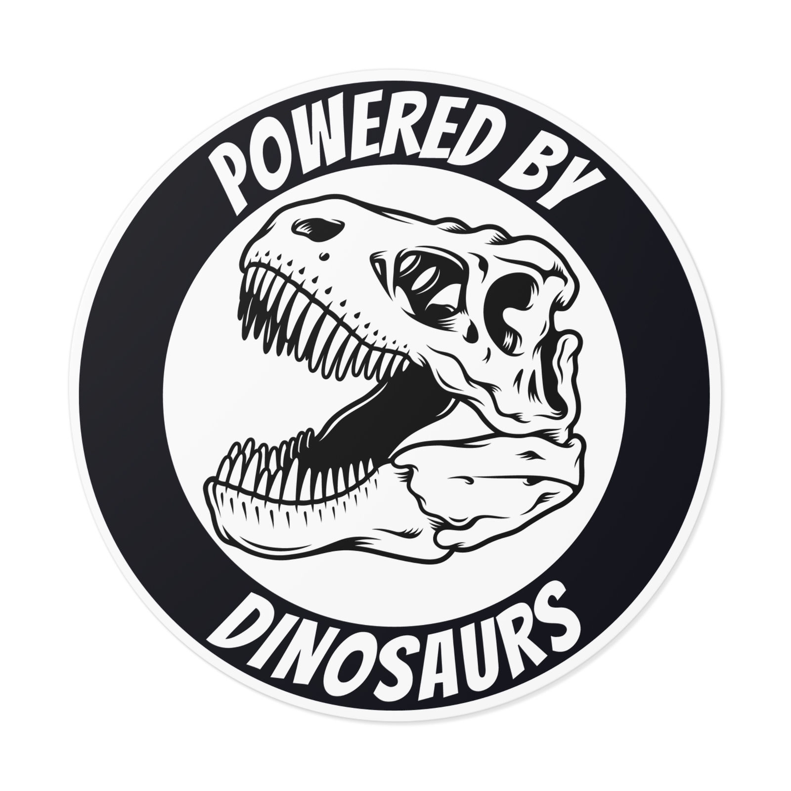 Black Powered by Dinosaurs Vinyl Sticker