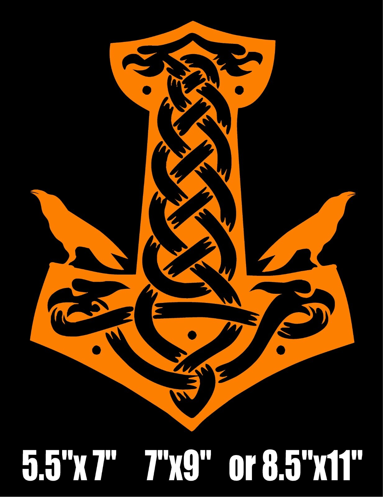 Thor's Hammer Decal Mjolnir with Ravens Viking car window laptop vinyl sticker