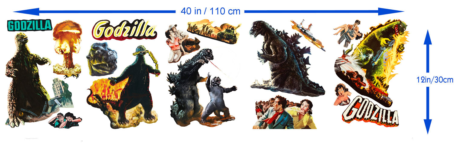 Vinyl Wall Stickers/VINTAGE GODZILLA KAIJU/Waterproof, Outdoor, Wall-Safe