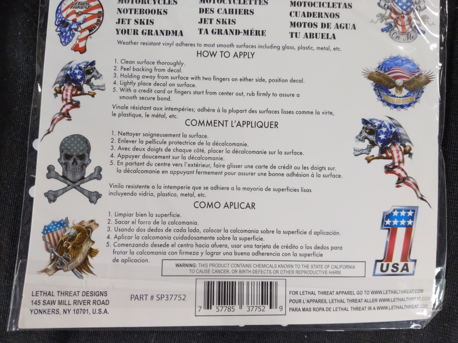 LETHAL THREAT USA SERIES 10-PACK x QTY. 2 Vinyl Decals Stickers SP37752 20 total