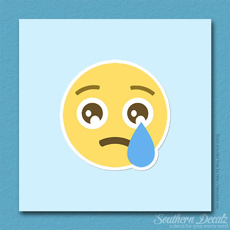Crying Big Tear Sad Emoji – Vinyl Decal Sticker – c136 – 3.75" x 3.75"