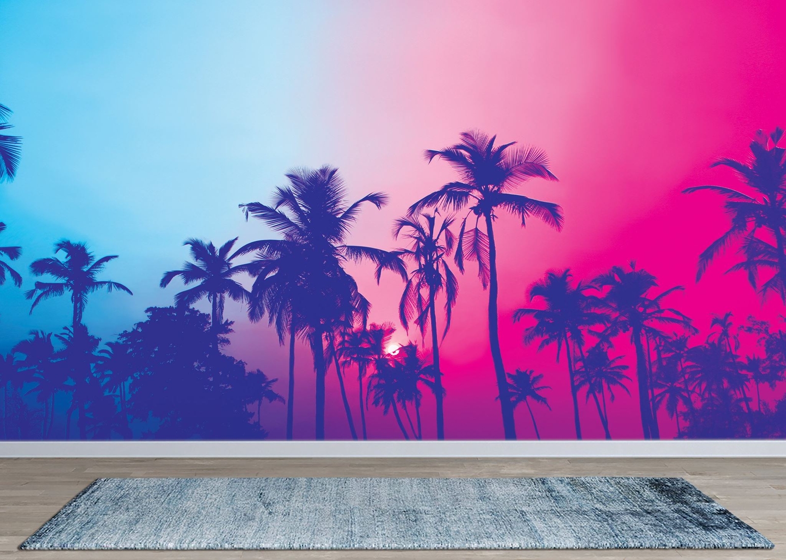 Miami Tropical Palm Tree Vice Color Wall Mural. Vivid Miami Vice Color. #6281
