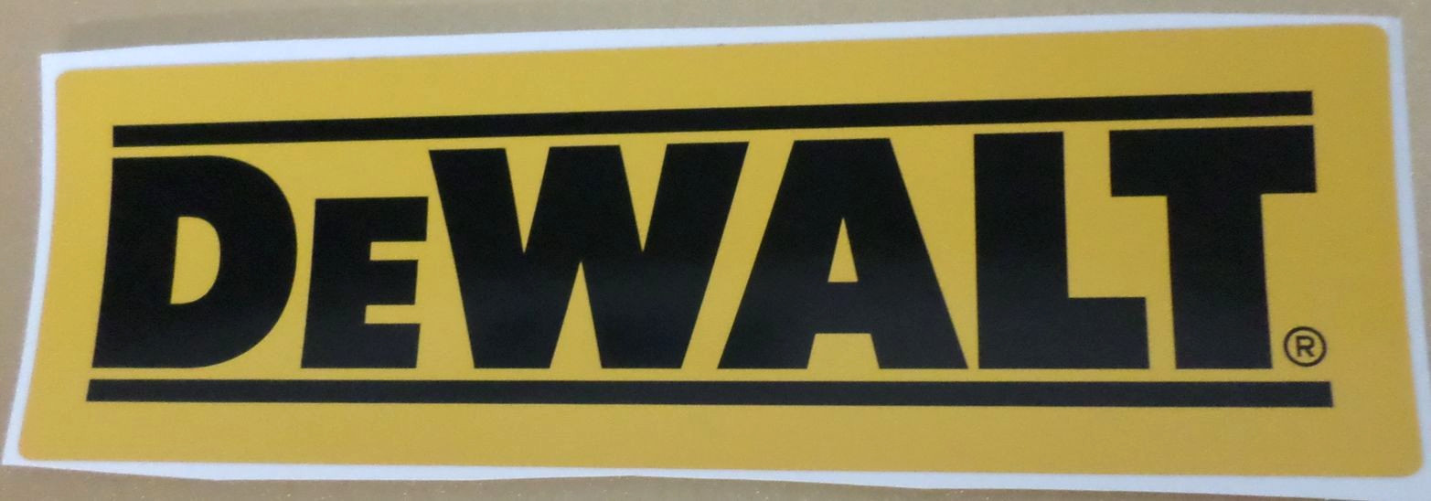 1 NEW DeWalt Tools Vinyl Decal Sticker, Large 7.75" x 2.4" Inches, Black/Yellow