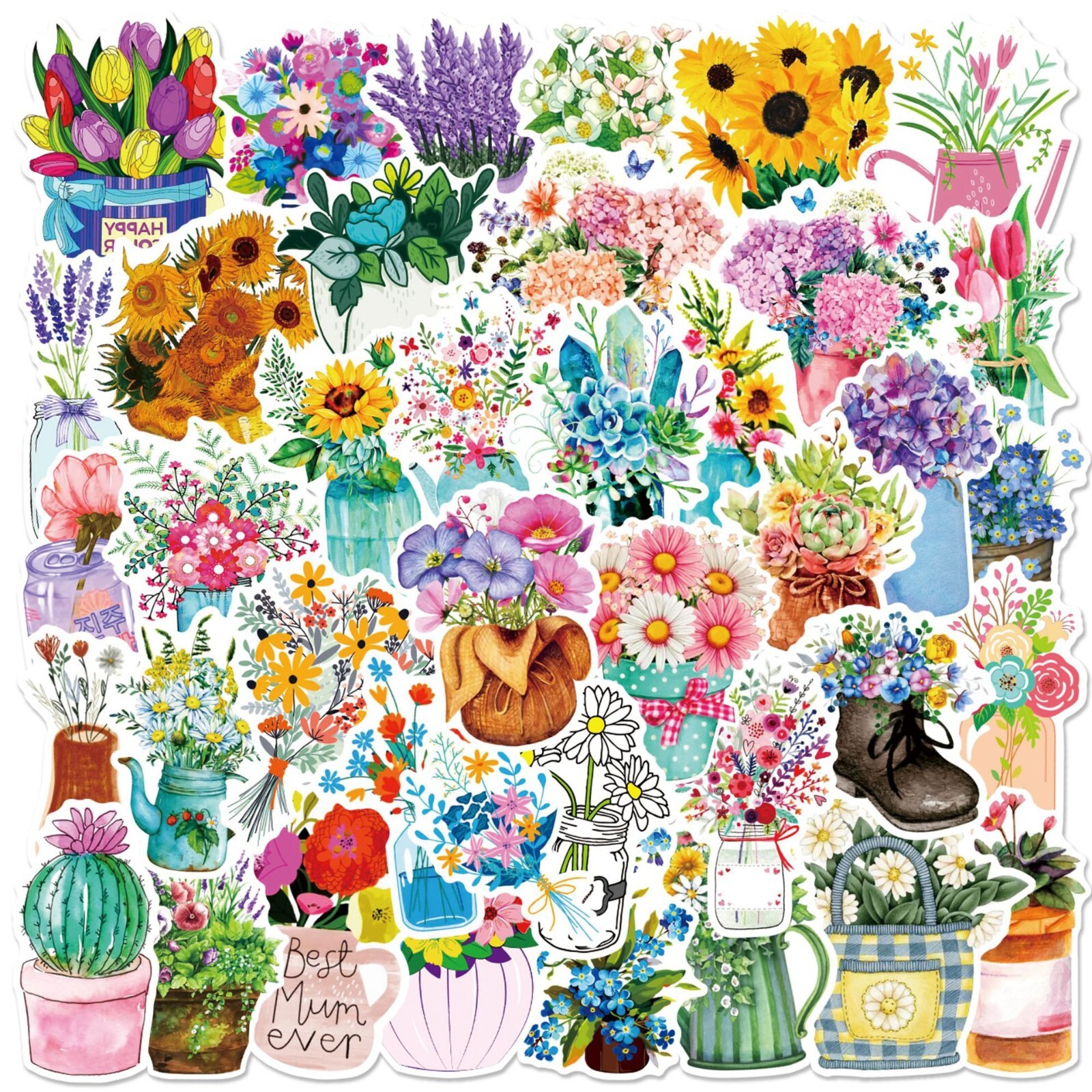 150pcs Flowers Stickers, Plants leaf flower Cactus Houseplant Stickers,#103205