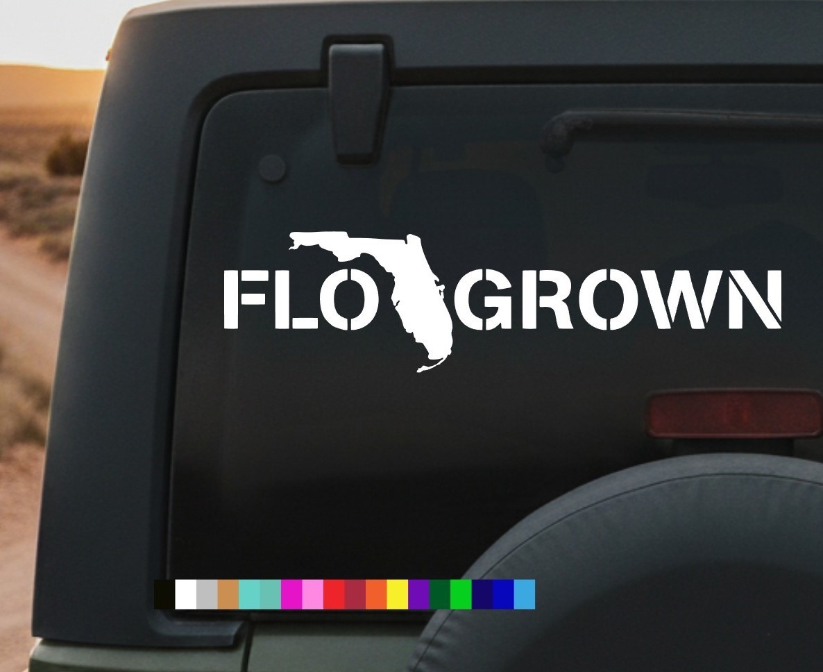 FloGrown Florida State Map Vinyl Decal Sticker – FL Grown Car Truck Window Van