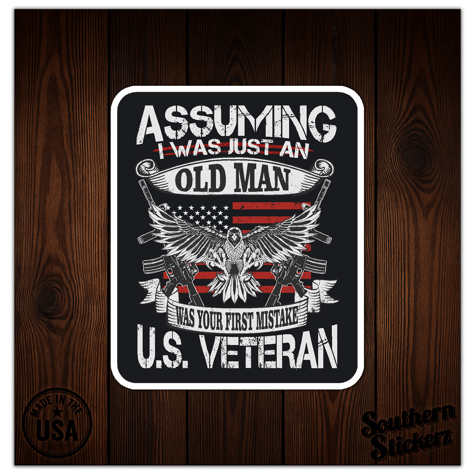 Old Man US Veteran – Vinyl Decal Sticker – Car Window Laptop – ebn7633