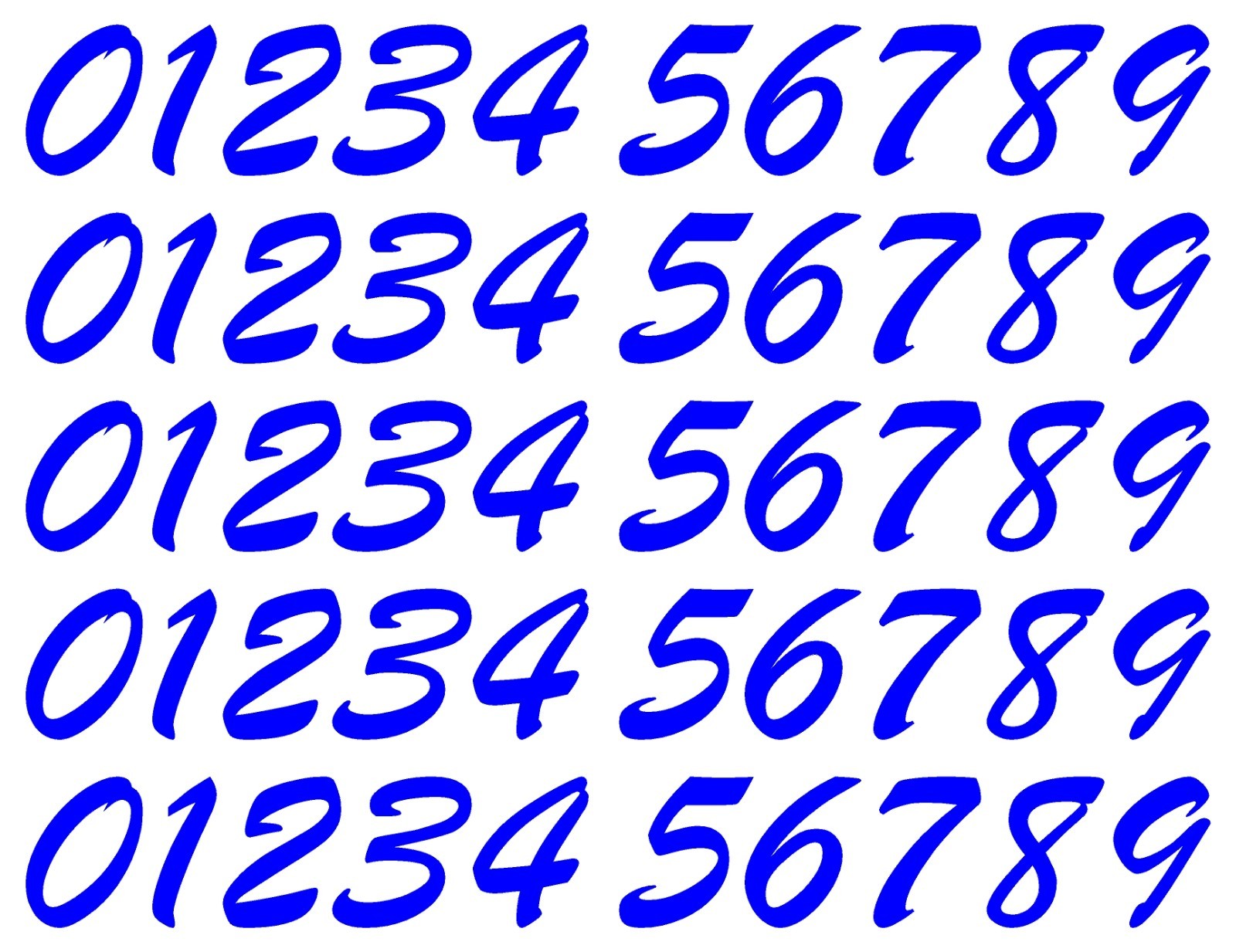 0 1 2 3 Numbers Script Die Cut Vinyl Decals Waterproof Many Colors and Sizes