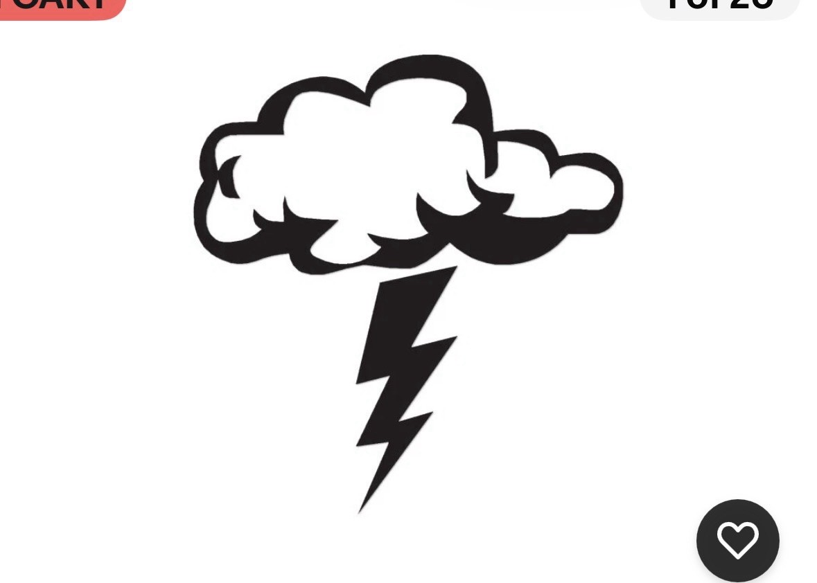 Storm Cloud Lightning Bolt – Vinyl Decal – Multiple Color & Sizes – Car Laptop