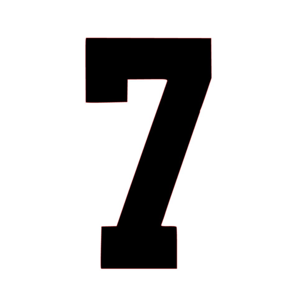 Number Seven 7 Decal PICK SIZE COLOR Vinyl Sticker Jersey Athlete Varsity Sport
