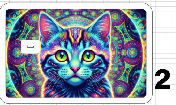 Acid Trip Kitten ATM Debit Credit Sticker Skin Party Cat Pets Groovy Retro USA