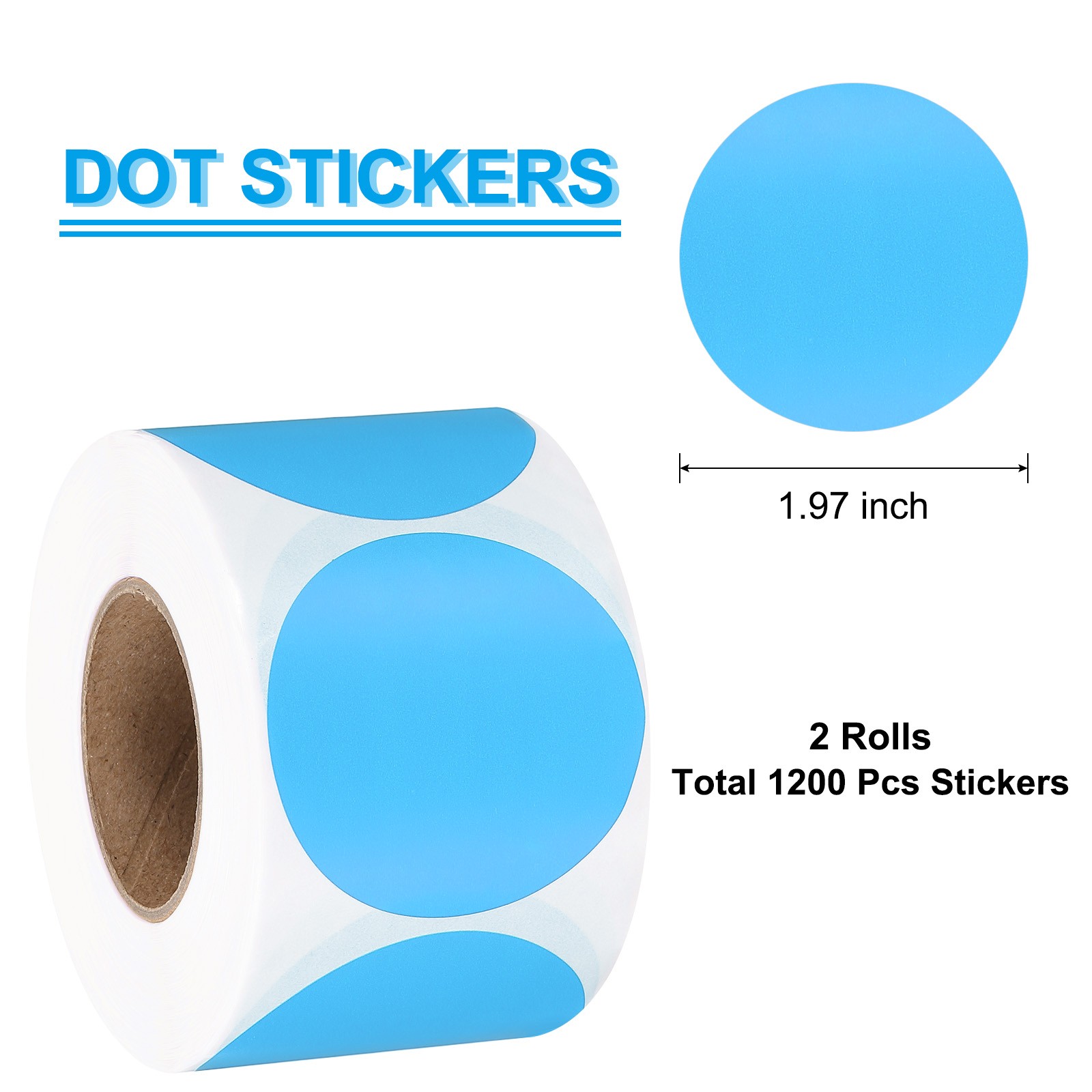 5cm Round Thermal Stickers for Business, Blue (2 Rolls/1200Pcs)