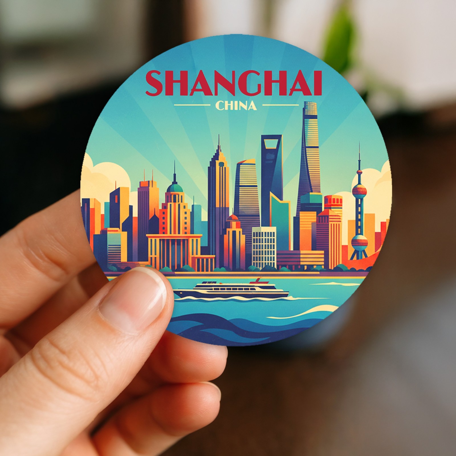 Shanghai China Vintage Travel Sticker Die Cut Waterproof Vinyl Laptop Decal