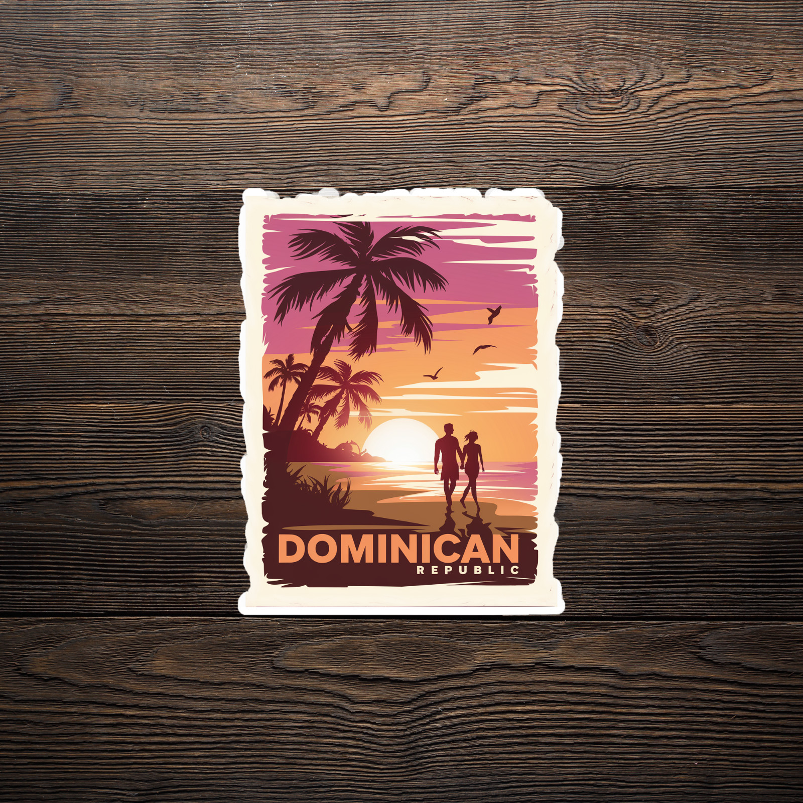 Vintage Dominican Republic Tropical Sunset Beach Travel Sticker #3161