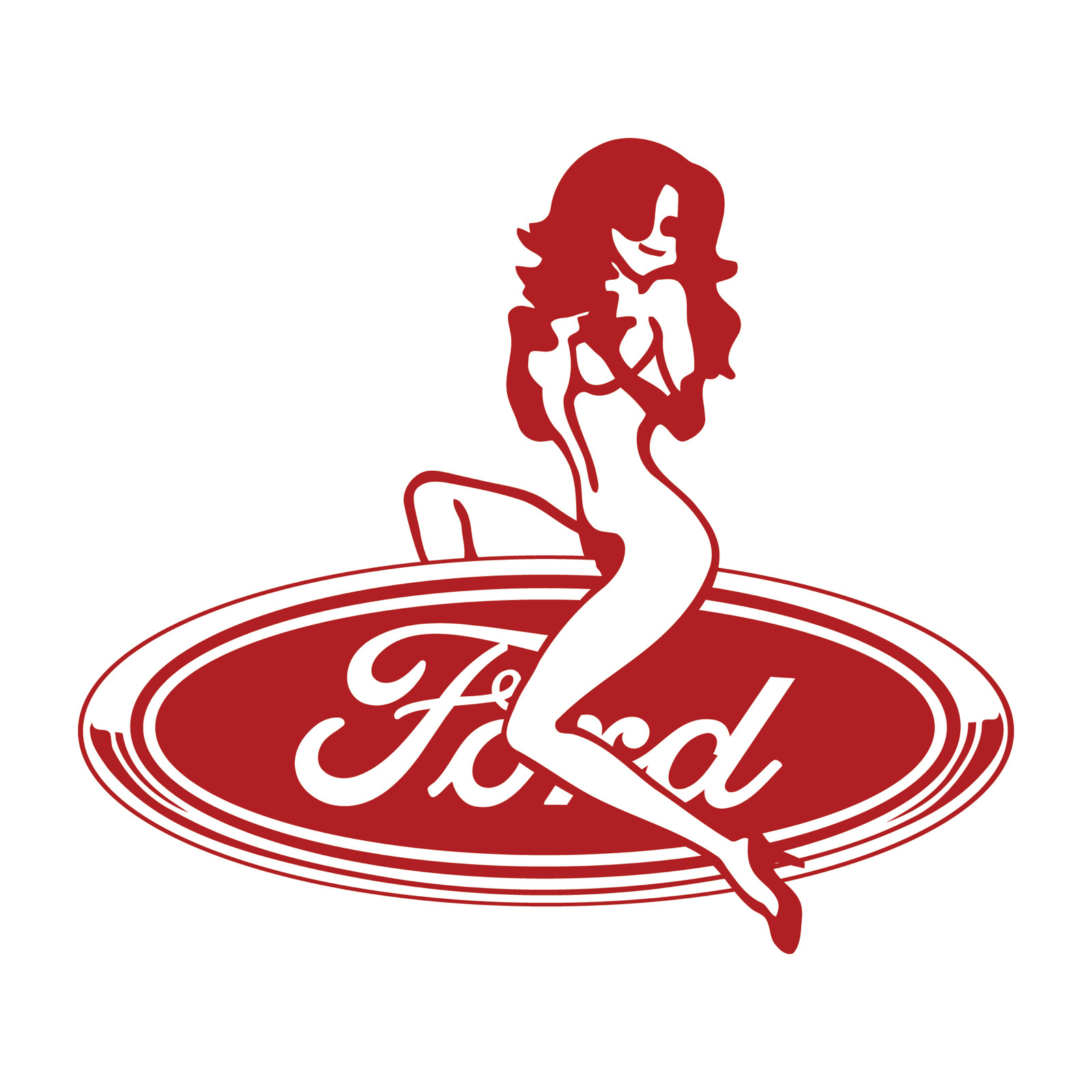 Ford Logo With Sexy Girl Die Cut Decal USA Made Multiple Colors Available 6+yrs
