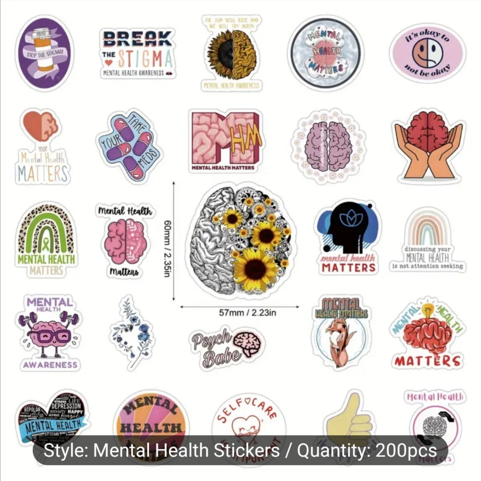 20 PCS Mental Health Inspirational Stickers BRAND NEW