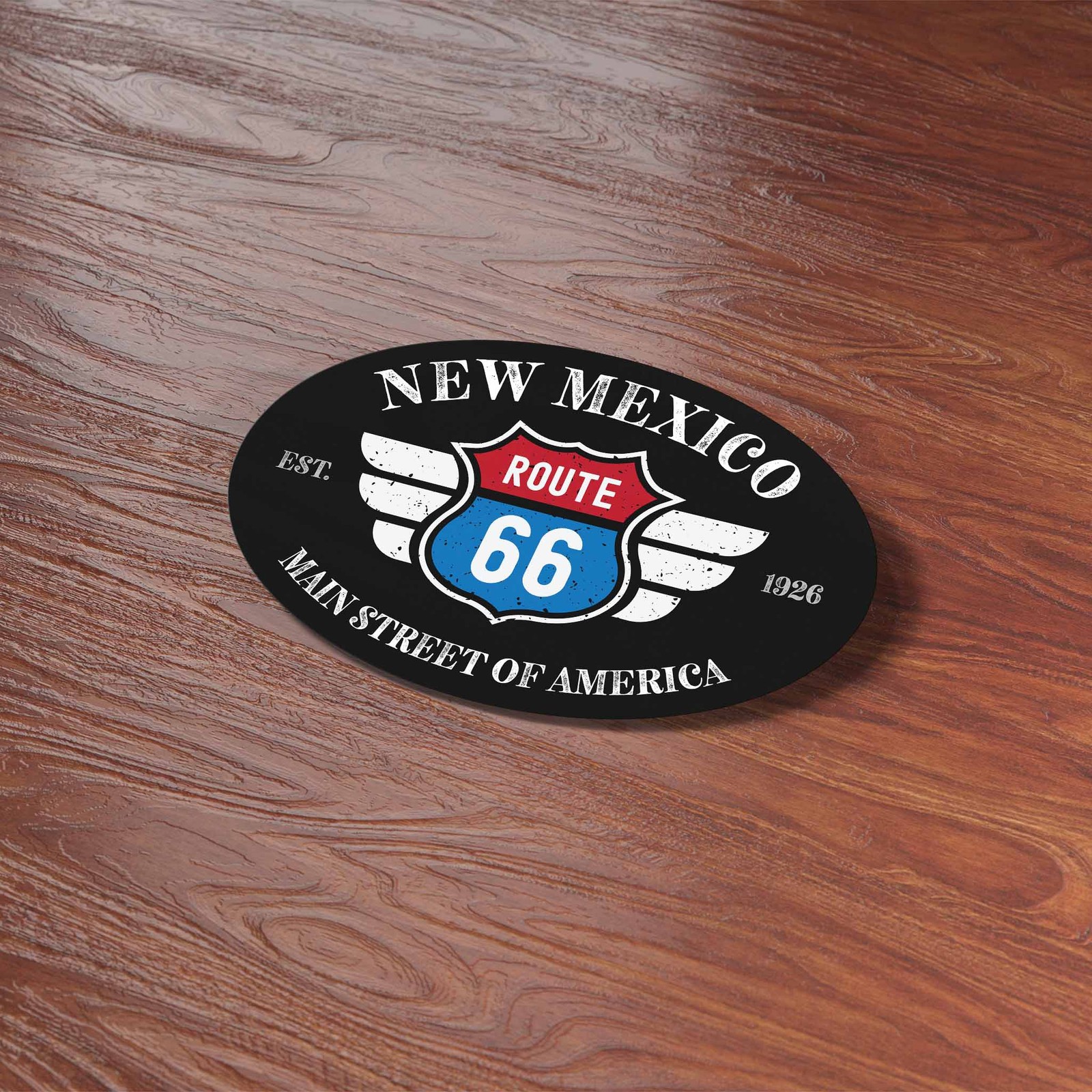 New Mexico Route 66 Sticker – NM Black Oval Decal