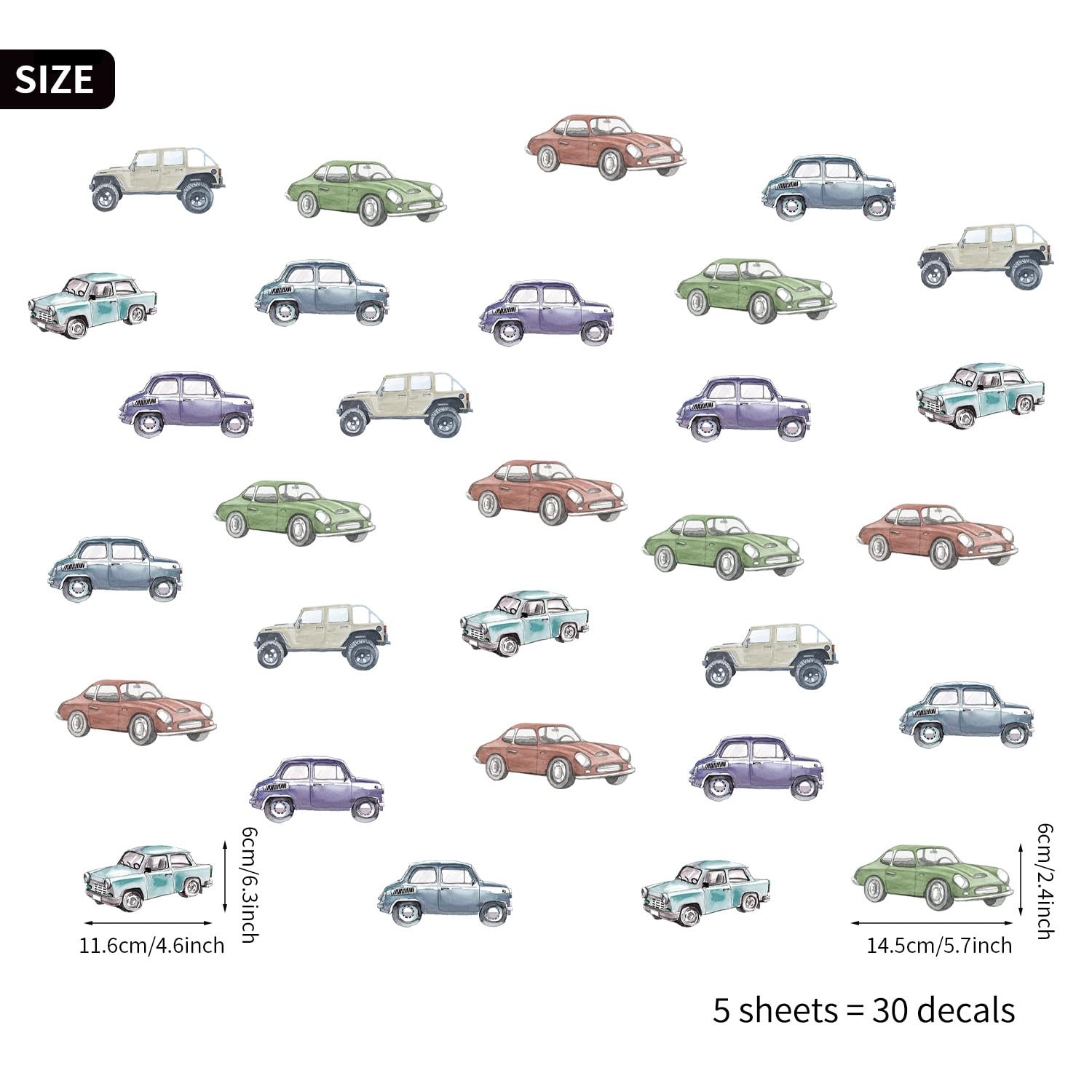 30 PCS Boy Wall Decals Peel and Stick, Multicolor Cars Wall Sticker for Baby …