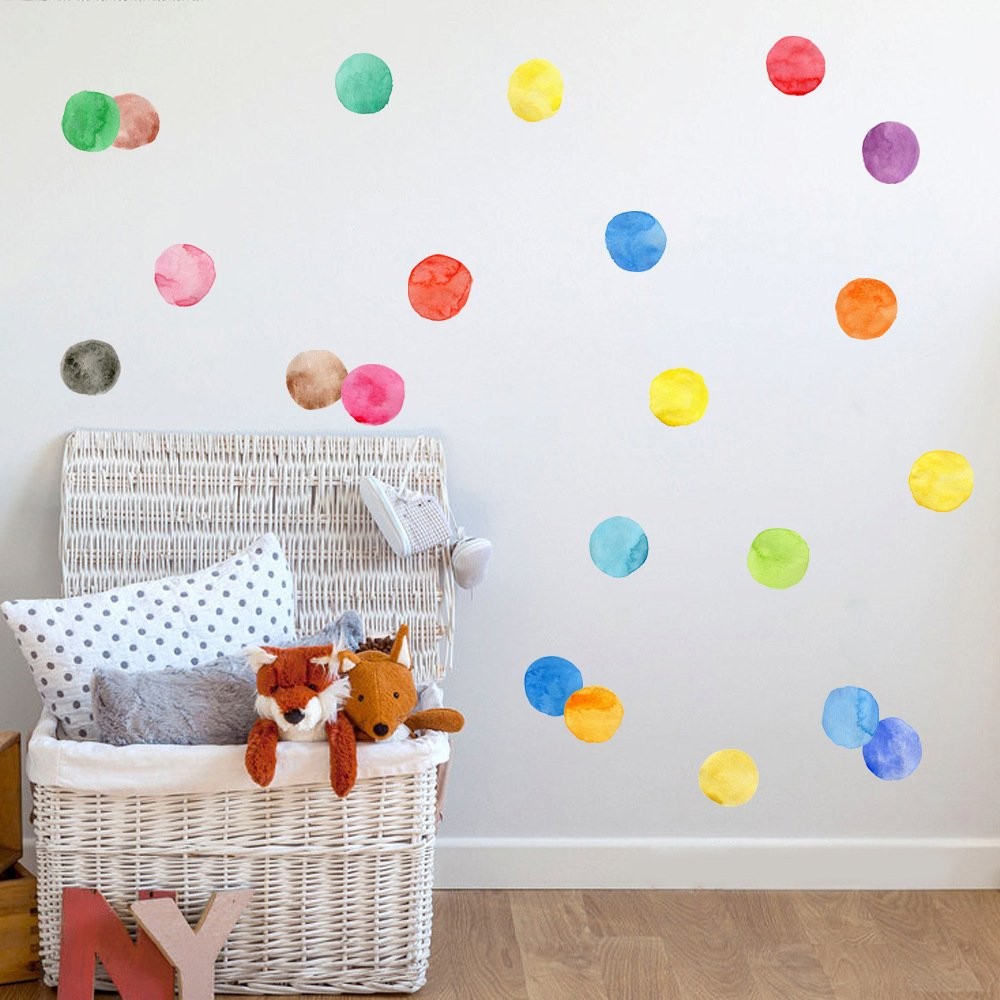 Colorful Polka Dot Wall Decals, Room and Nursery Decor, Dots Wall Sticker Rai…