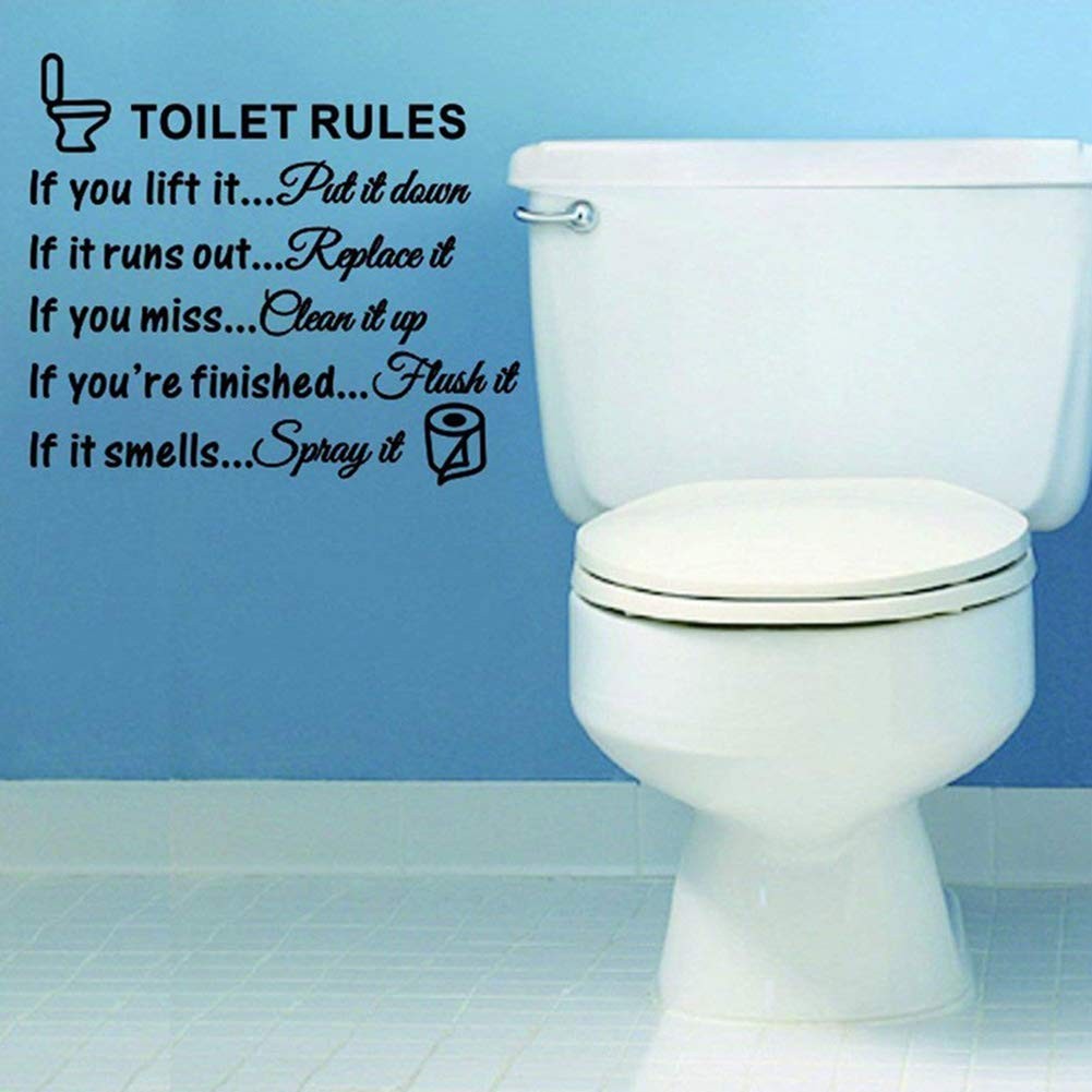 DIY Removable Toilet Rules Wall Quotes Stickers Washroom Bathroom Decals WC S