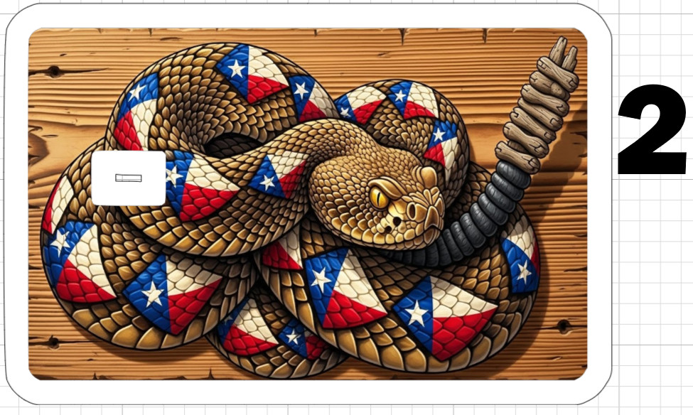 Texas Rattlesnake Credit Debit ATM Gift Card Skin Sticker Flag Snake Reptile USA