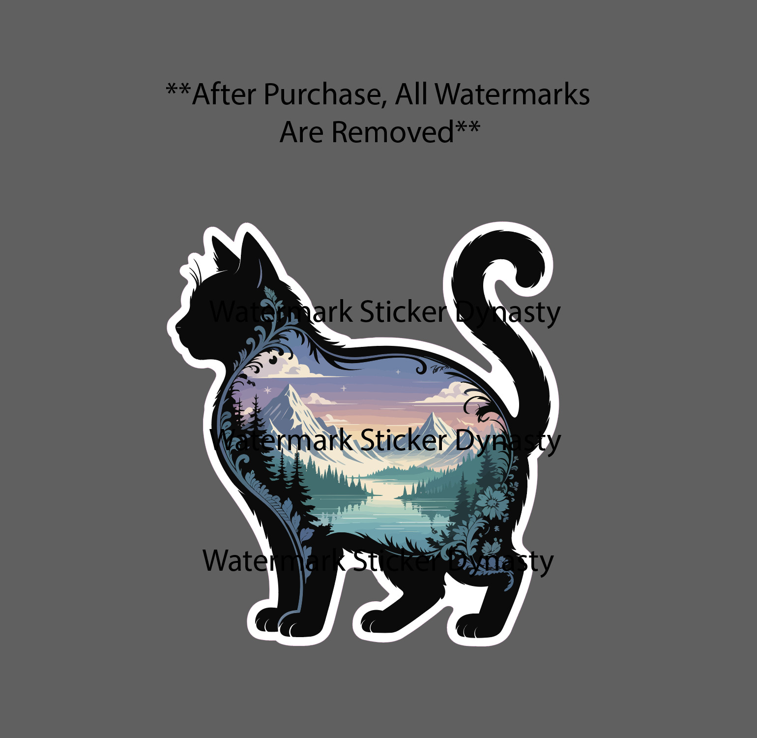 Cat Sticker Waterproof Decal Mountain Scene Travel Floral Flower Animal Gift NEW