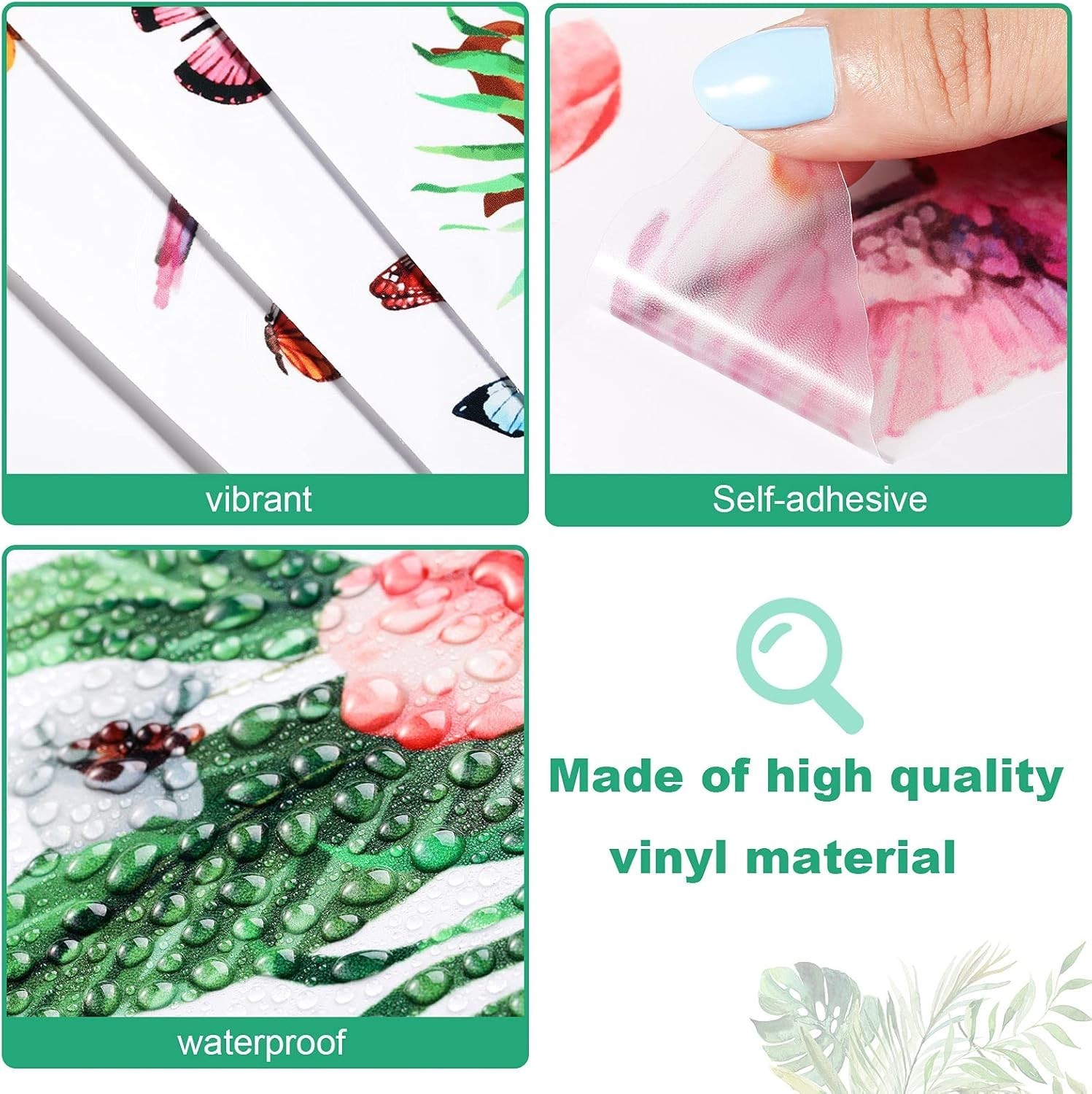 Vinyl Stickers 3pc Vivid Hummingbird Butterfly Floral Tree Window Wall Art Decor