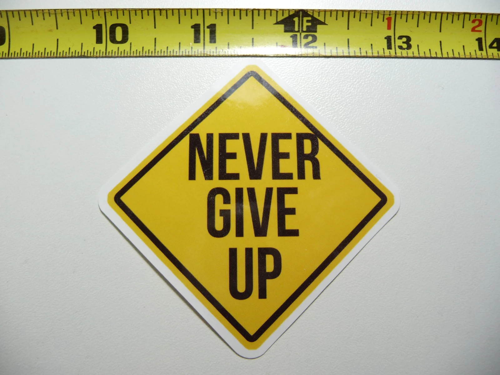 NEVER GIVE UP SMALL STICKER DECAL FITNESS EXERCISE WEIGHTLIFTING FUNNY