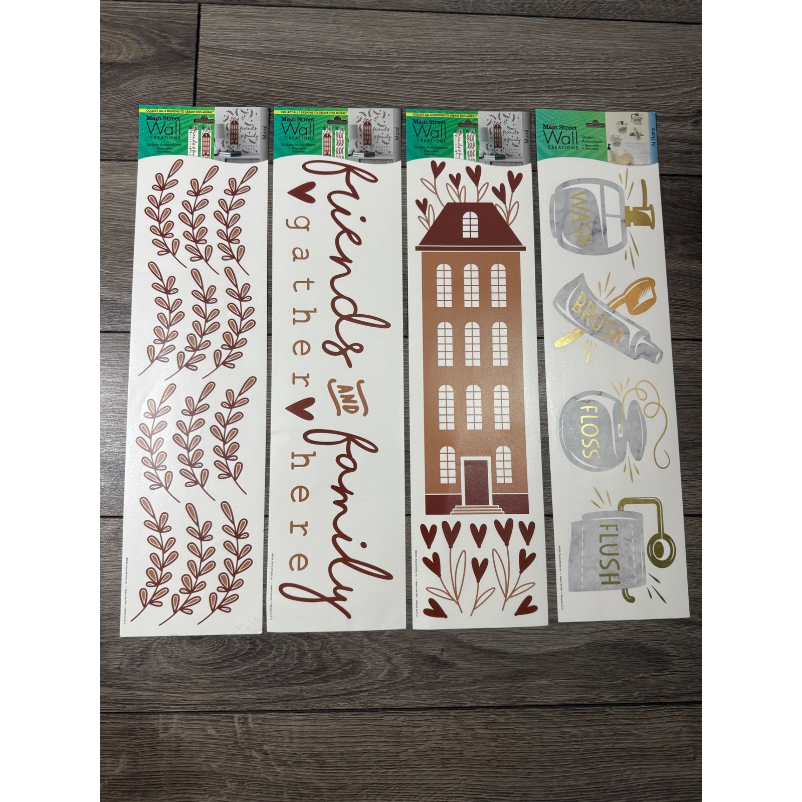 Main Street Wall Creations 4PK Peel and Stick Decals Friends Family Home Decor