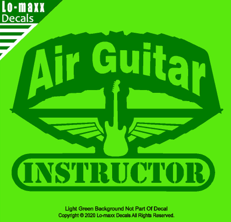 Air Guitar Instructor Rock & Roll Winged Electric Guitar Die Cut Vinyl Decal