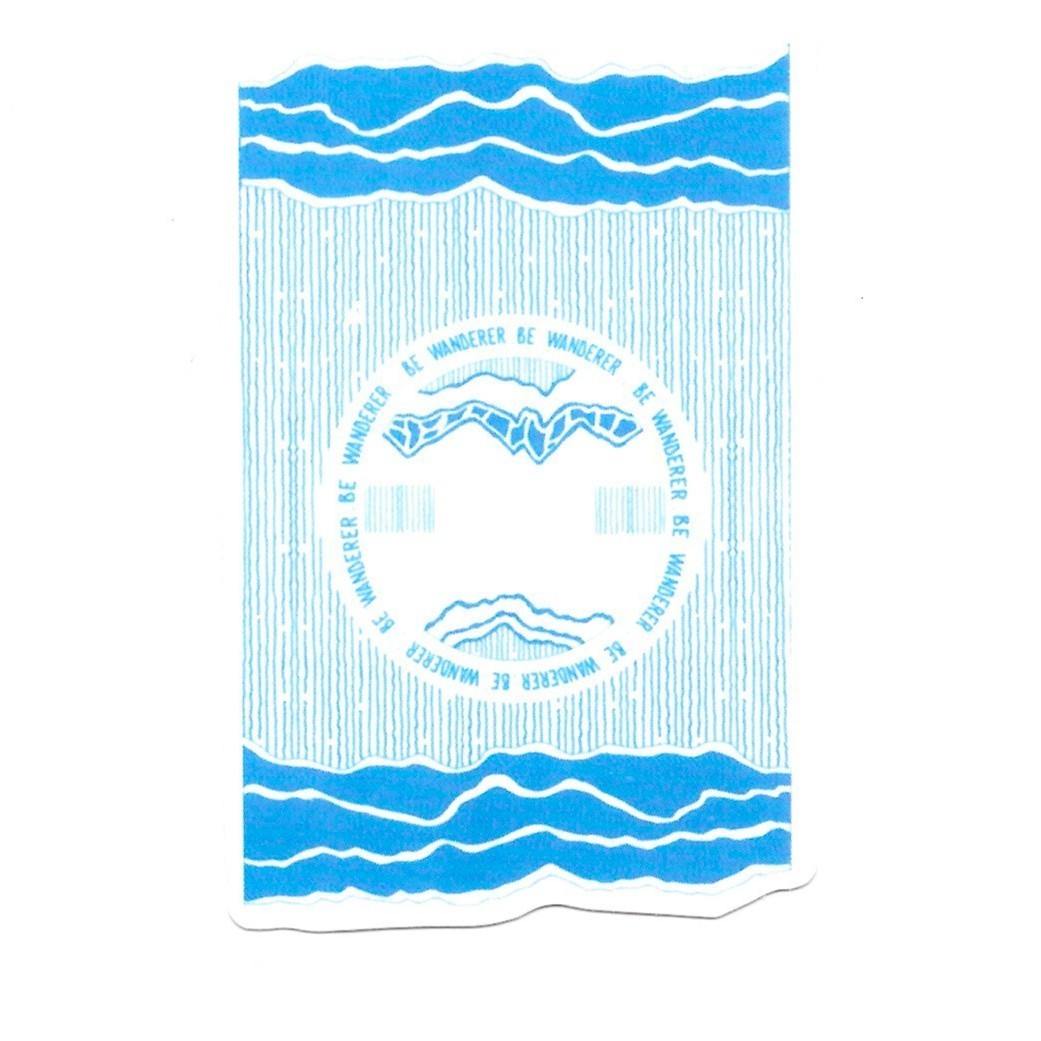 Be Wanderer Blue Vinyl Sticker Abstract Wave Art Minimalist Travel Aesthetic