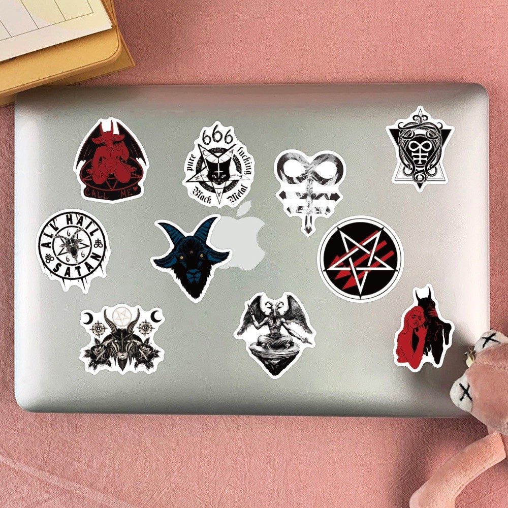 20 Random Satanic Stickers Devil 666 Decals Skull Satan Horror Red Free Shipping