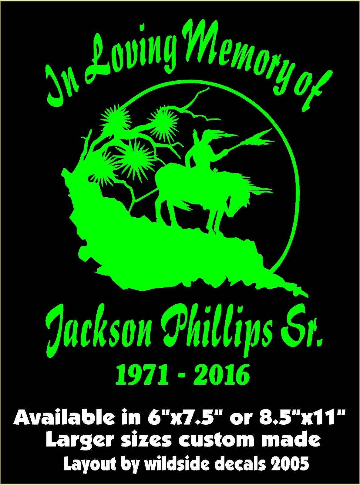 In Loving Memory Of Decal Warrior Last Ride Name Dates Car Vinyl Sticker Custom