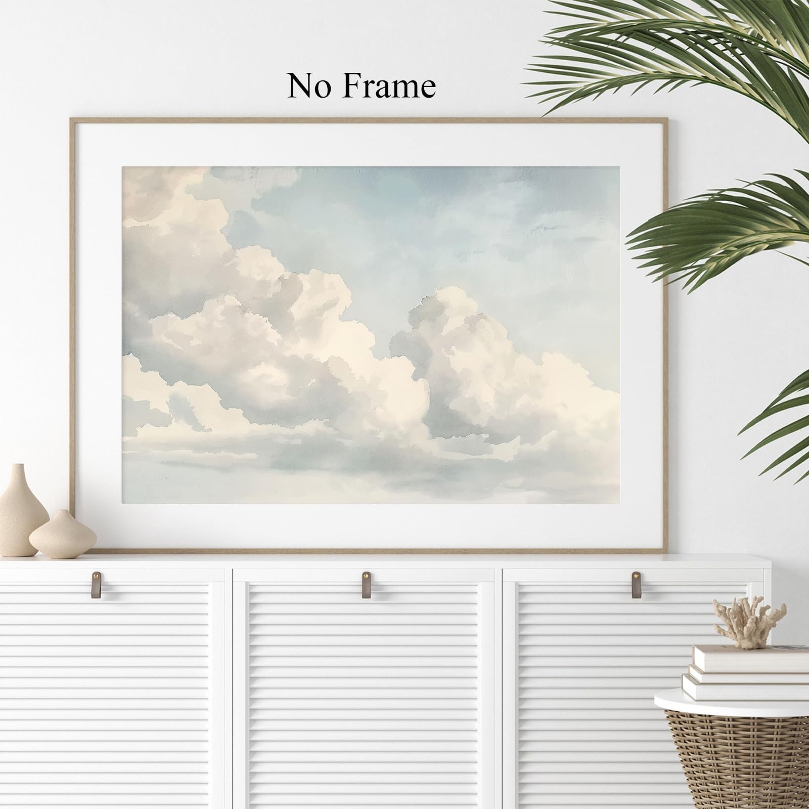 Blue Sky and White Clouds Wall Art Vintage Cloud Painting Watercolor Sky Art …