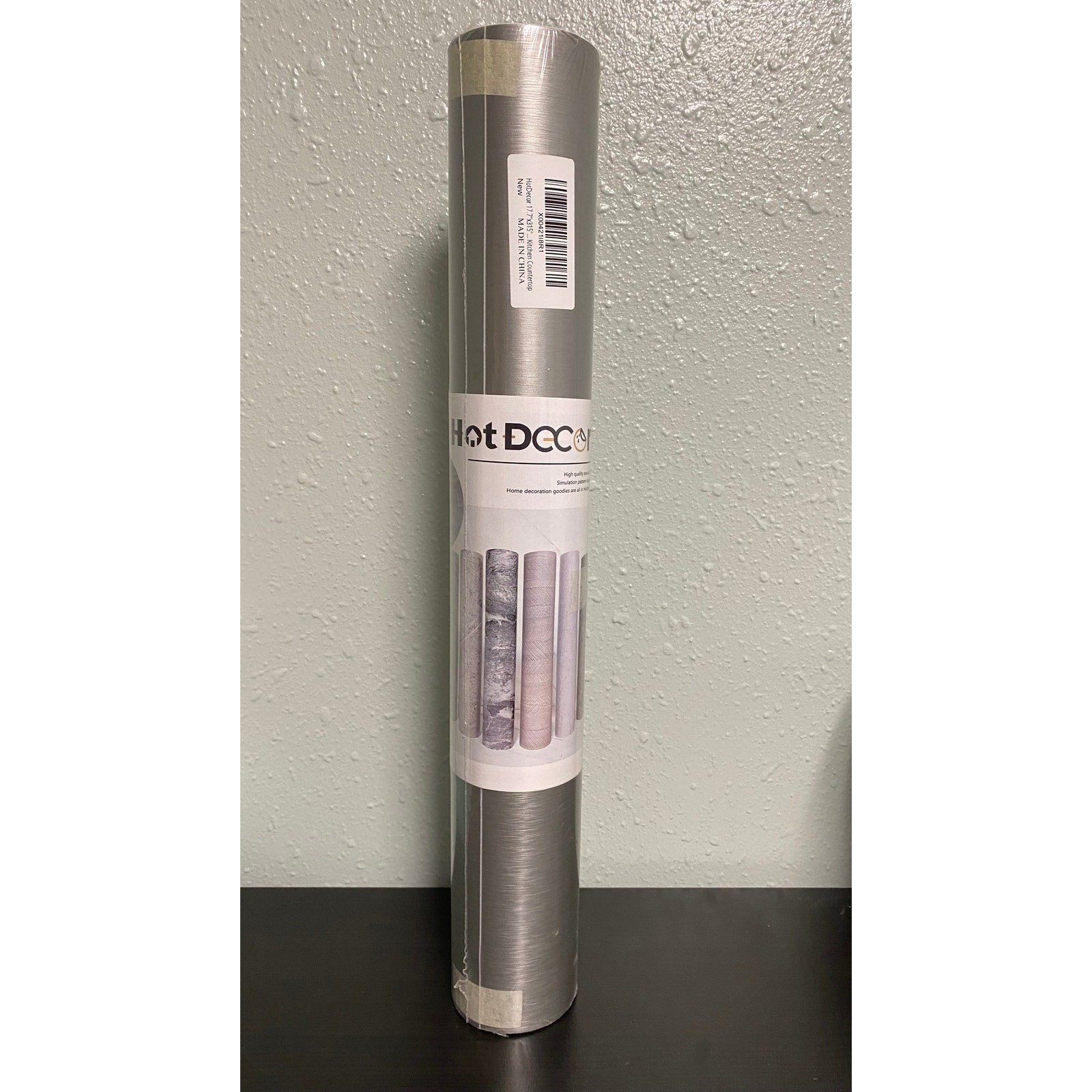 17.7"x315" Grey Metallic Peel & Stick Brushed Silver Stainless Steel -NEW-Q