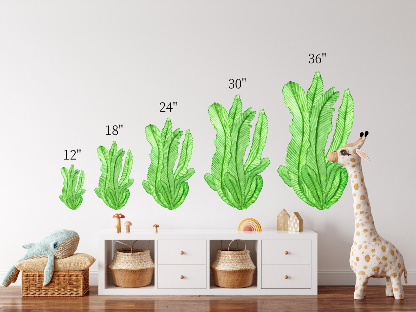 Green Seaweed Wall Decal Ocean Sea Life Removable Fabric Wall Sticker