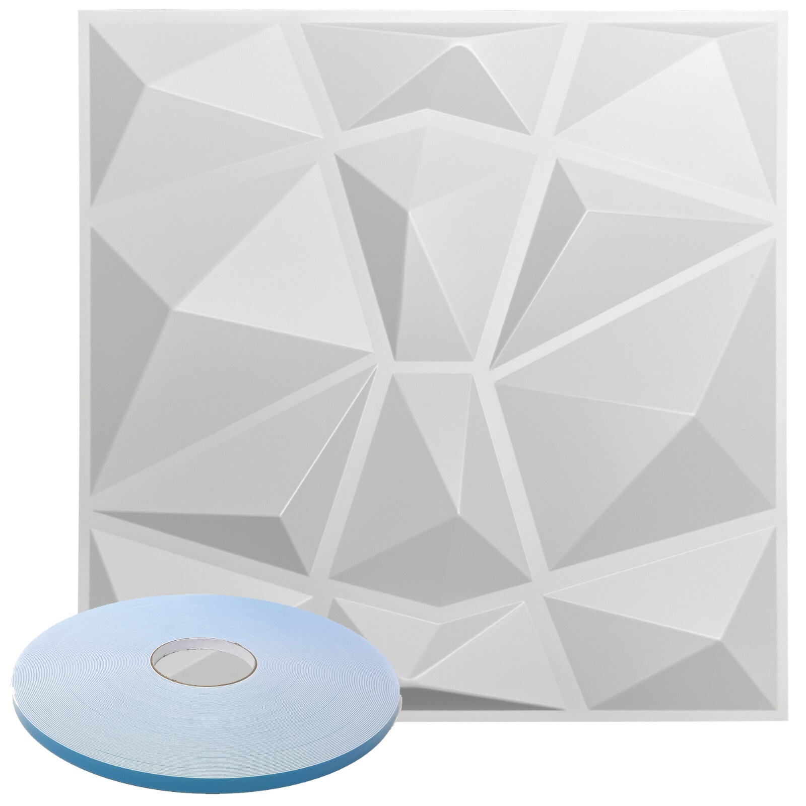 Star Textured Premium PVC 3d Wall Tile Panel 19.7" x 19.7" Pack of 12 White