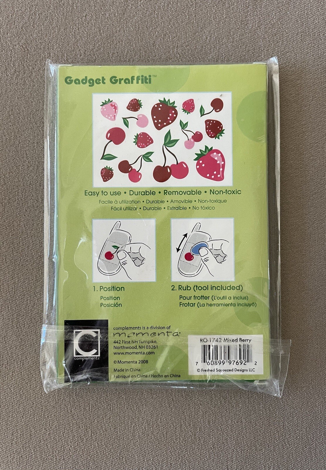 Gadget Graffiti Mixed Berry Removable Non-Toxic Glitter Stickers, New In Package