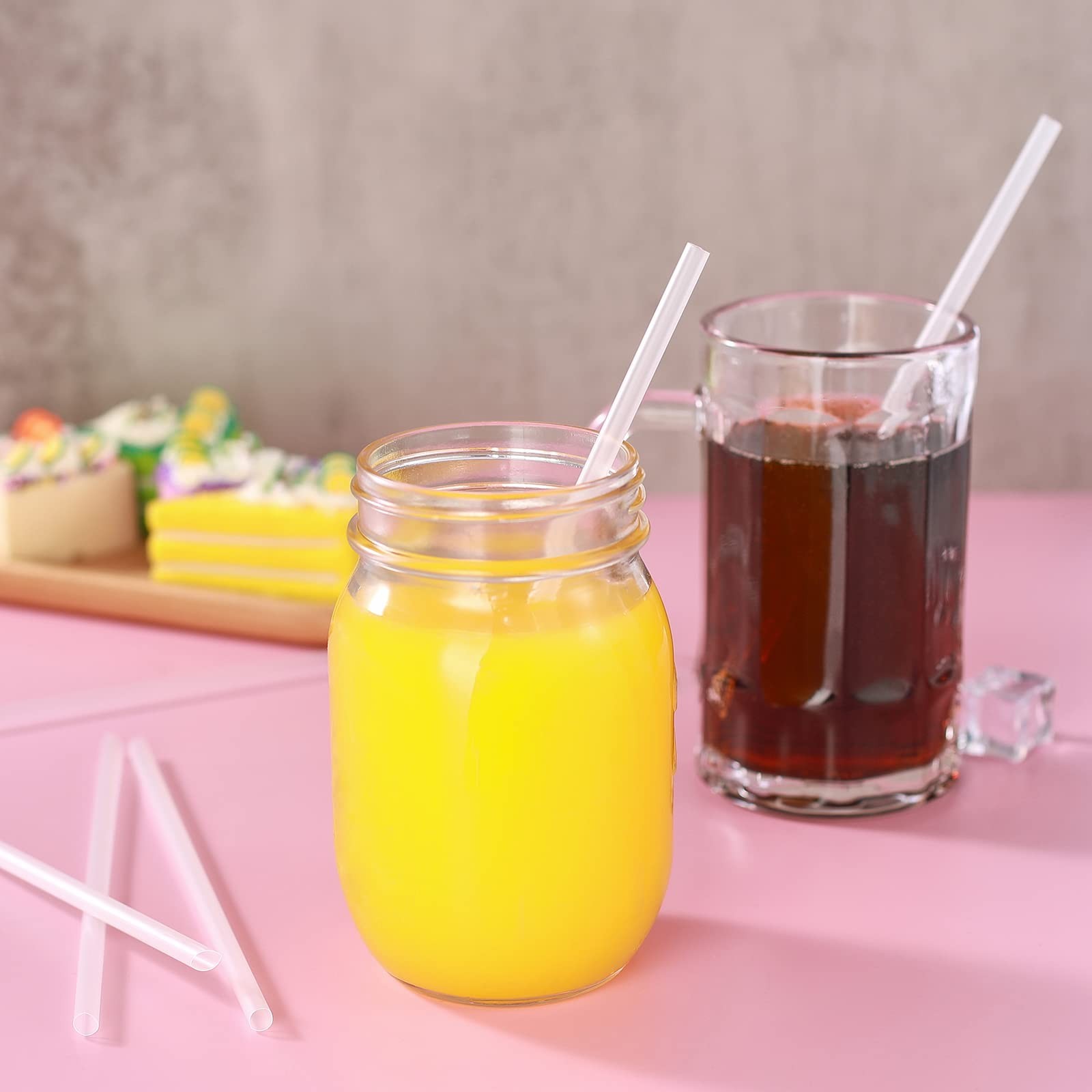 [400 Pcs] Clear Individually Wrapped Disposable Plastic Straws for 16 oz Cups…