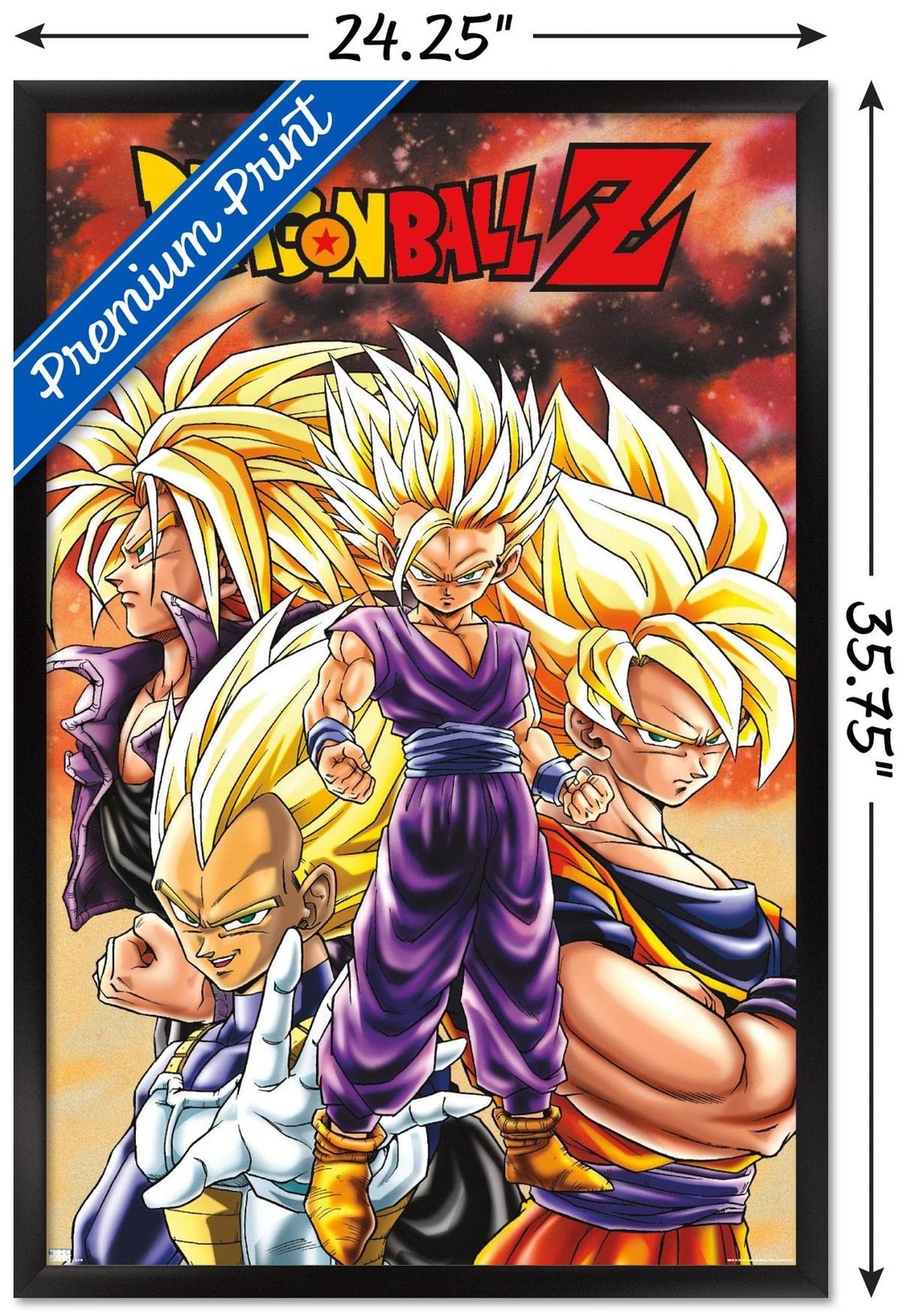 Trends International Dragon Ball Z – Saiyans Wall Poster, 22.375" x 34", Blac…