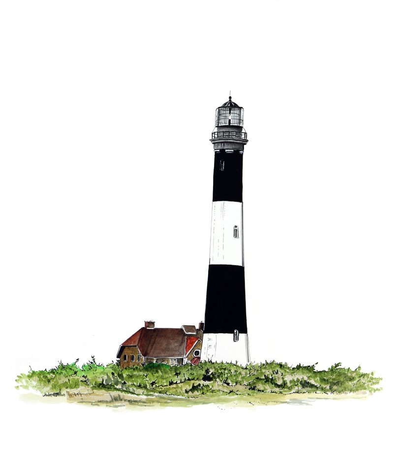 Fire Island Light Lighthouse House Nautical Home Boat Beach Vinyl Decal Decor