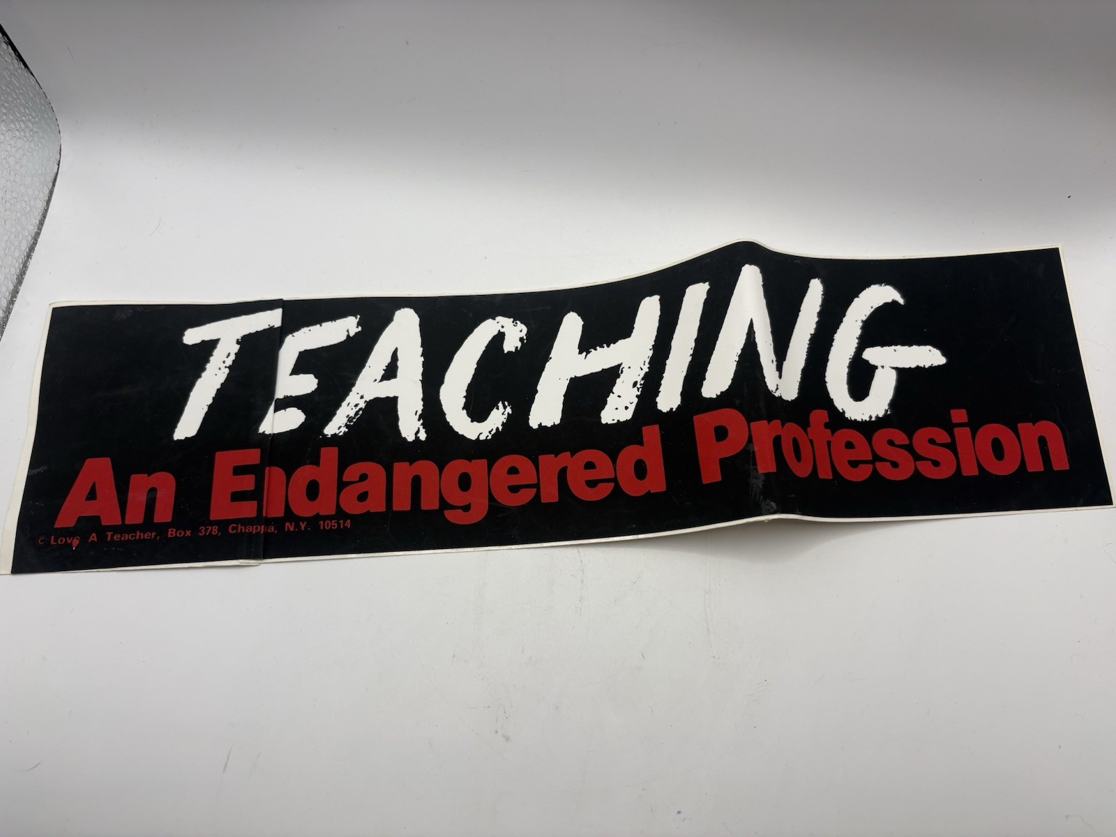 Vintage Teaching An Endangered Profession Love A Teacher Bumper Sticker Read