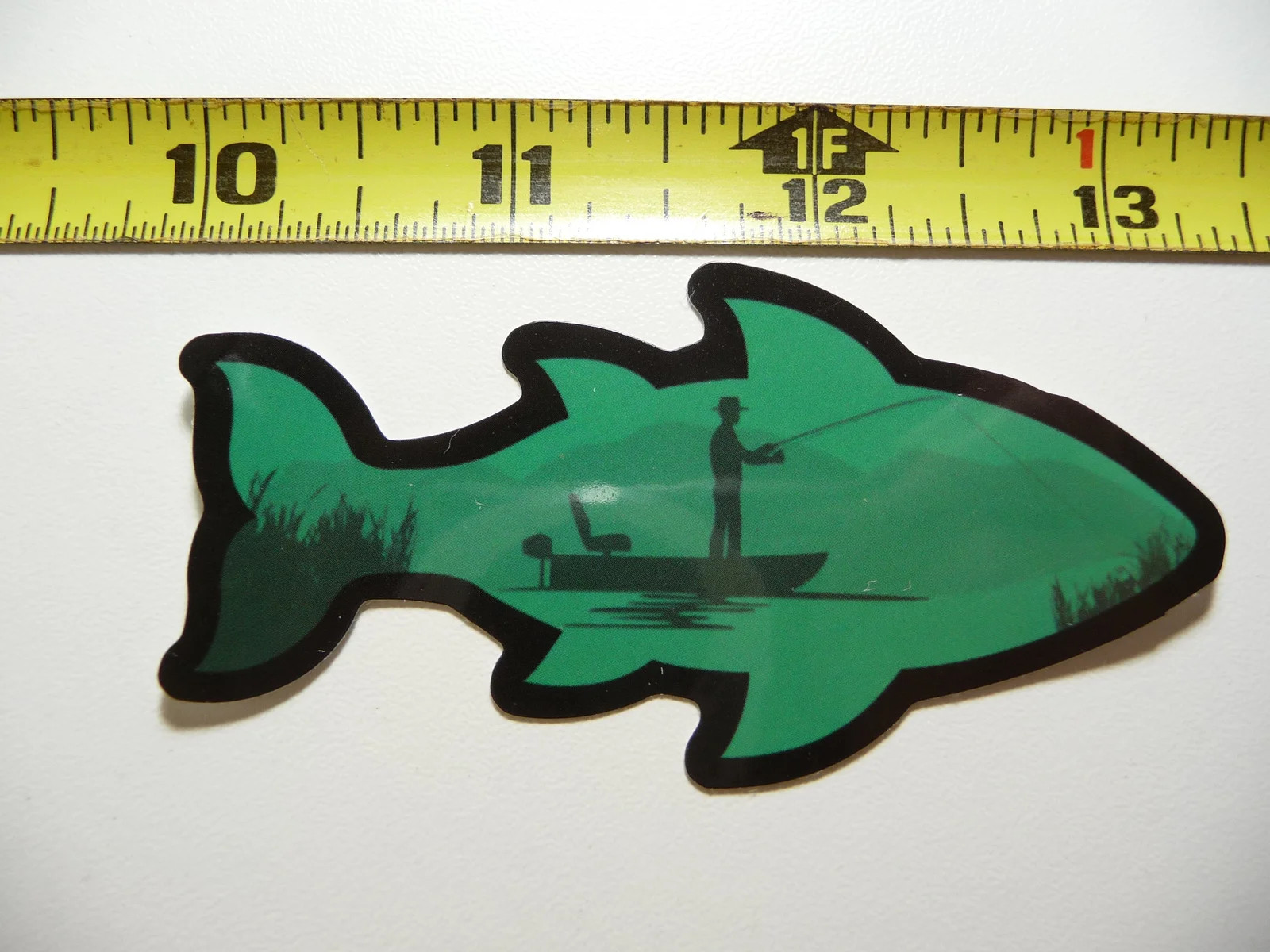 MAN FISHING FISH OUTLINE SMALL STICKER DECAL FUN SPORT FUNNY