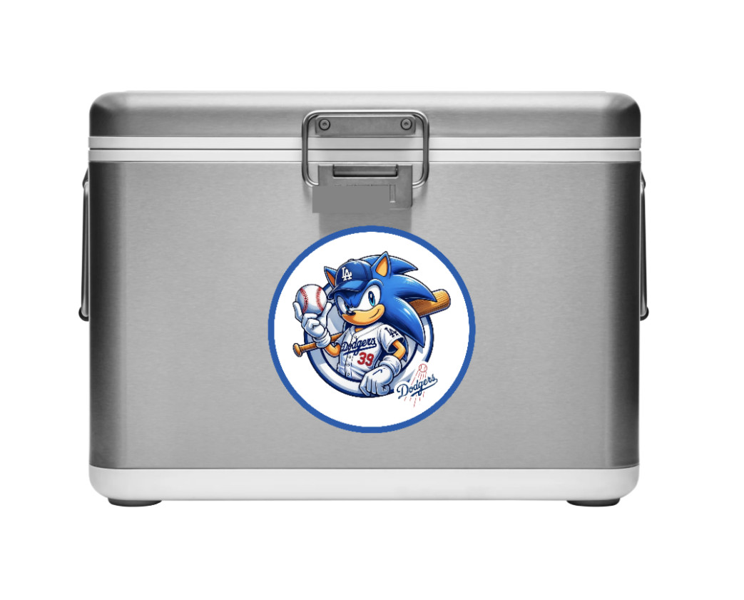 Los Angeles Dodgers (Sonic) 4" Vinyl Decal Handmade Auto Cooler Laptop Tool Box