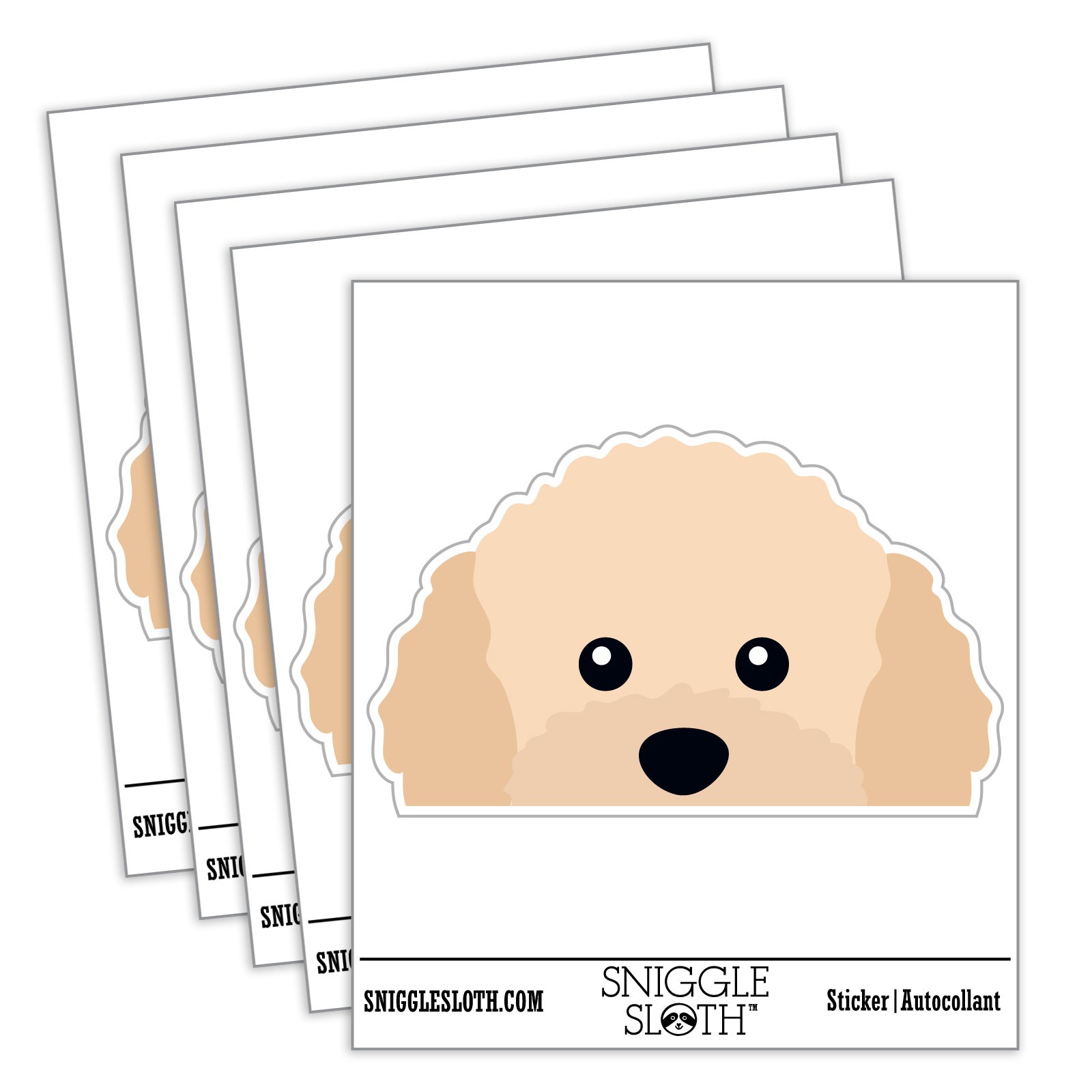 Peeking Apricot Toy Poodle Dog Waterproof Vinyl Decal Sticker Set – 5 Pack